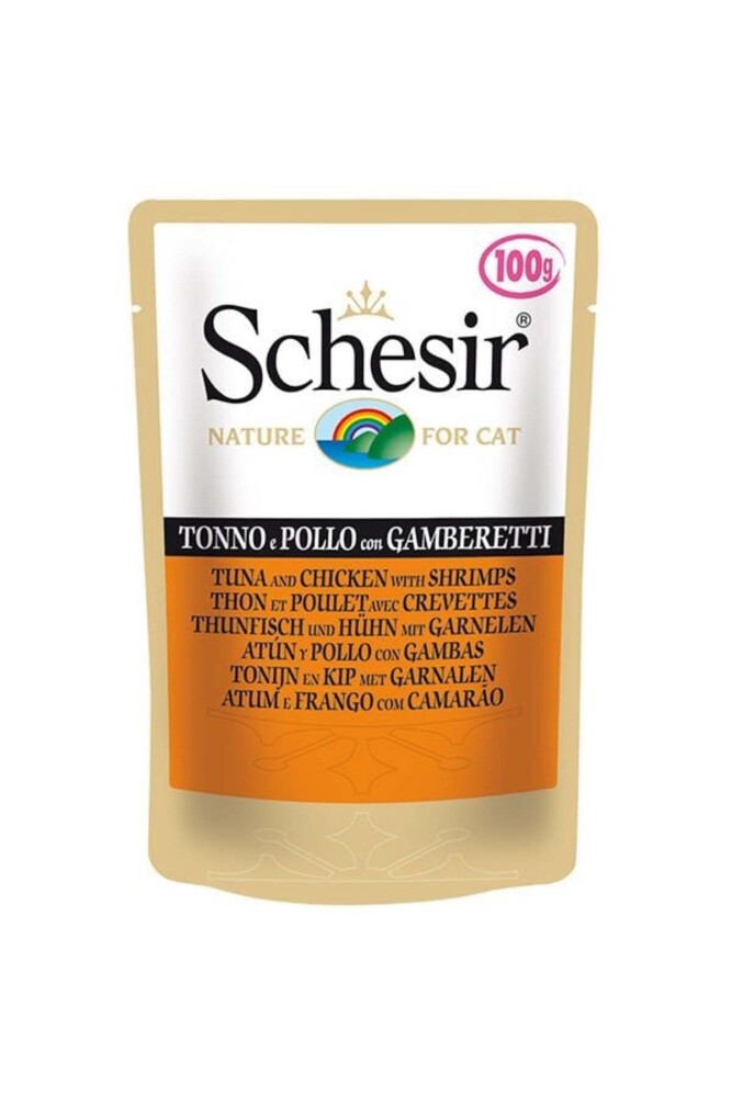 Schesir Pouch Ton Balıklı Tavuklu Ve Karidesli Kedi Konservesi 100 GR | SRC: Barcode: 8005852015785